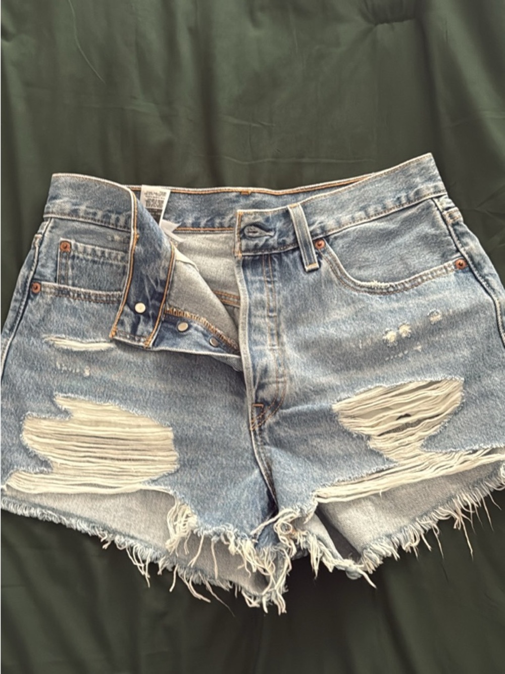 Levi Light Wash Distressed Denim Shorts - Women's